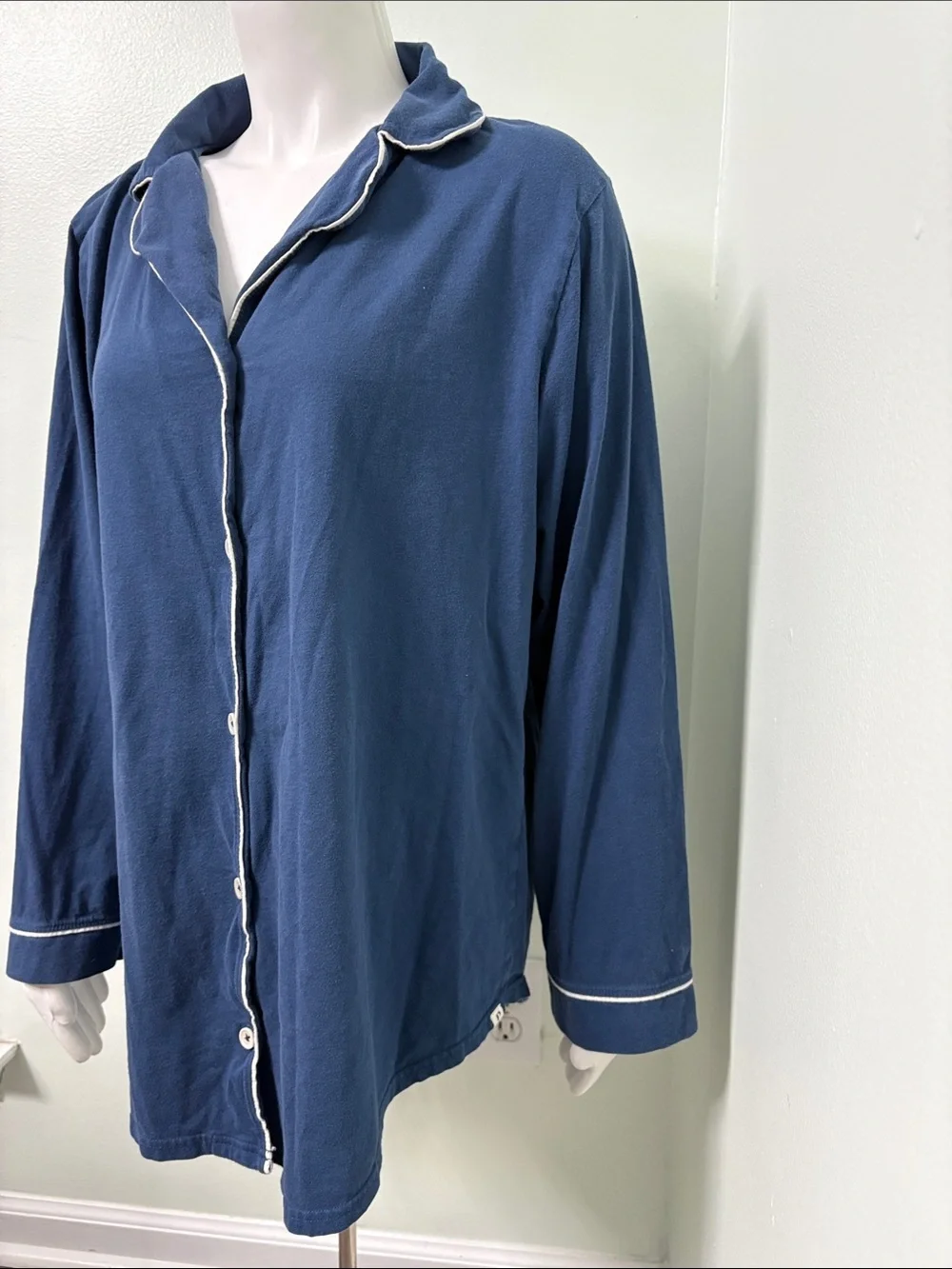 Pact All Ease Sleep Shirt Navy Long Sleeve size M/L